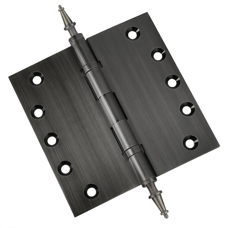 Embassy 5 x 5 Solid Brass Hinge, Pewter Finish with Steeple Tips 5050BBUS17AS-1